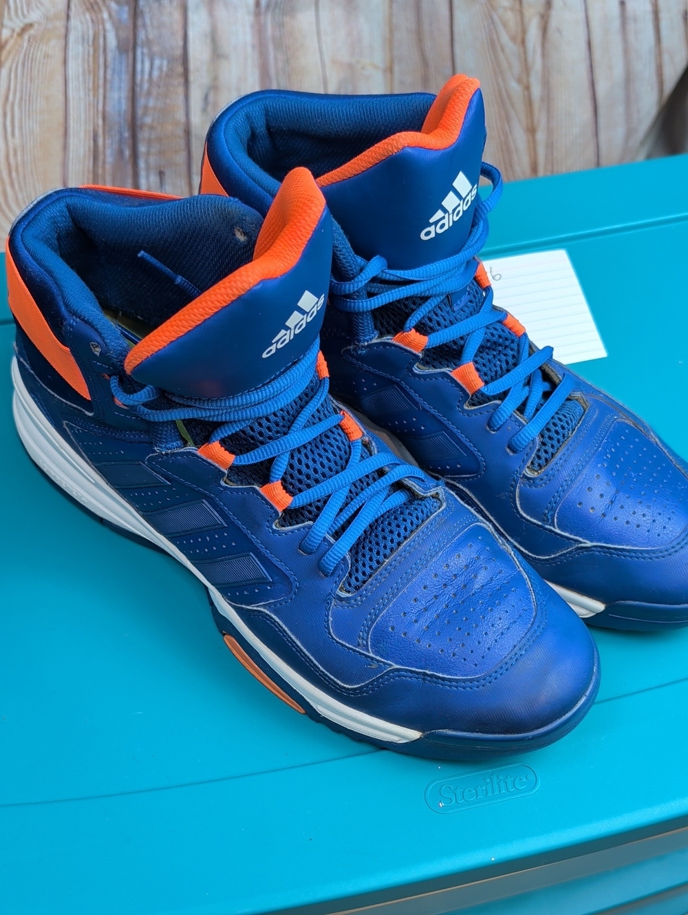 Adidas Basketball Shoes Sneakers Size 12 BLUE ORANGE WHITE Men's